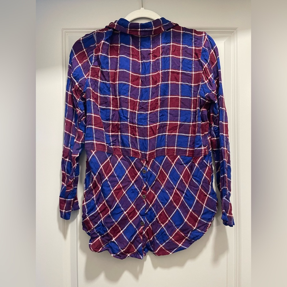 Lucky Brand Plaid Button-Down Shirt - Burgundy and Blue - Picture 5 of 6